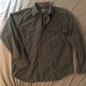 Eddie Bauer Black Flannel Long Sleeve Shirt M
